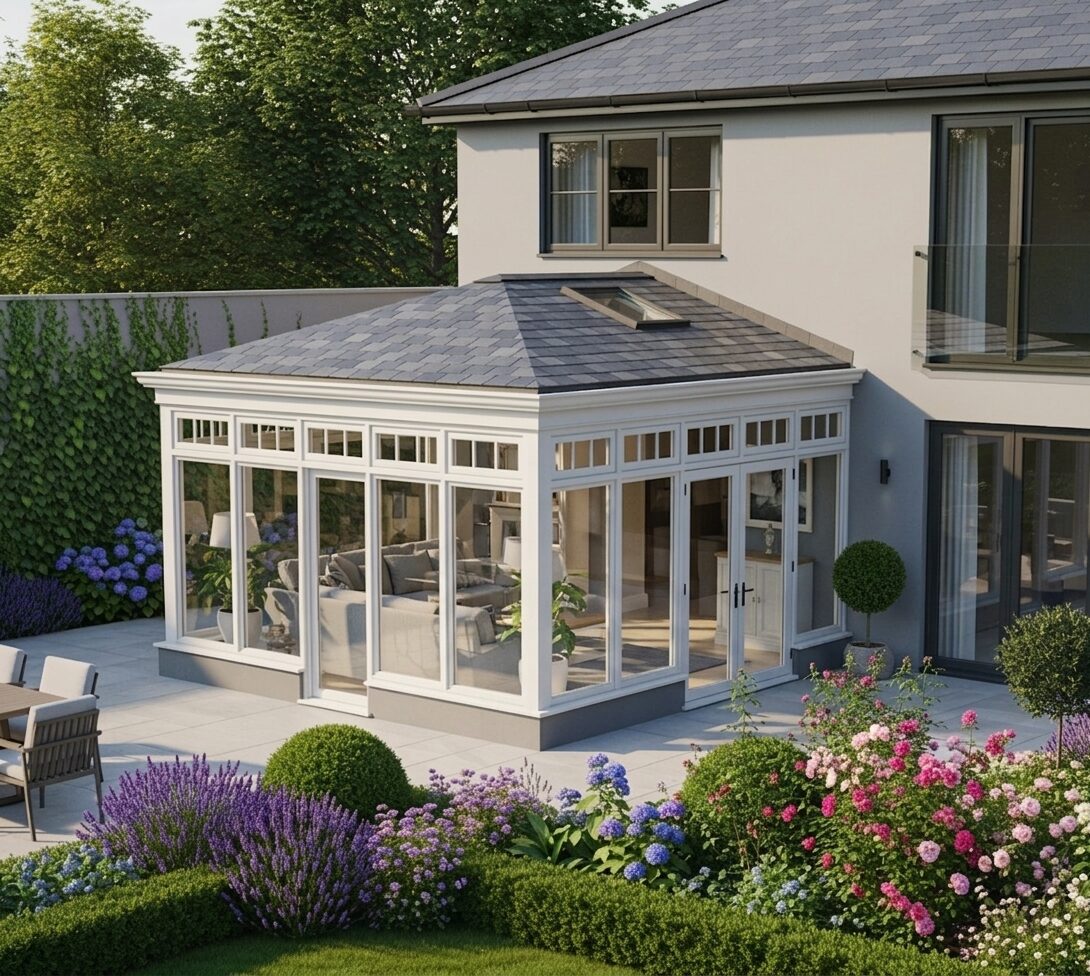 Aluminium roof lantern on a flat roof