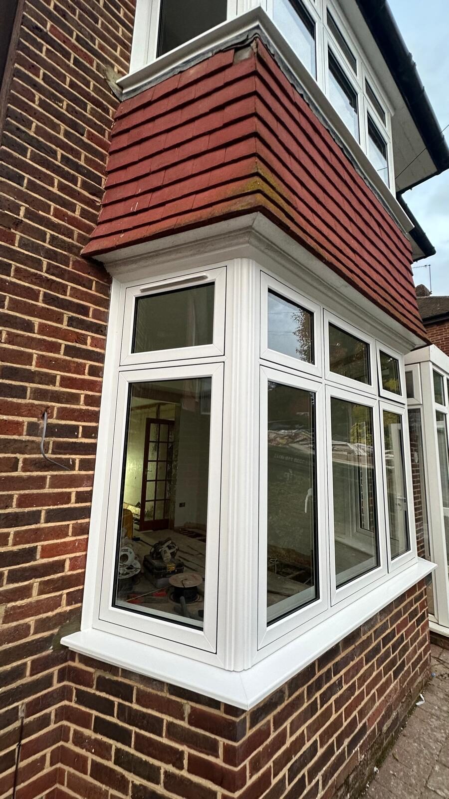 White uPVC casement bay window